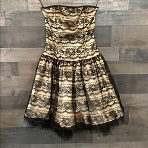 Stunning Formal Black and Gold Jessica McCintock Dress